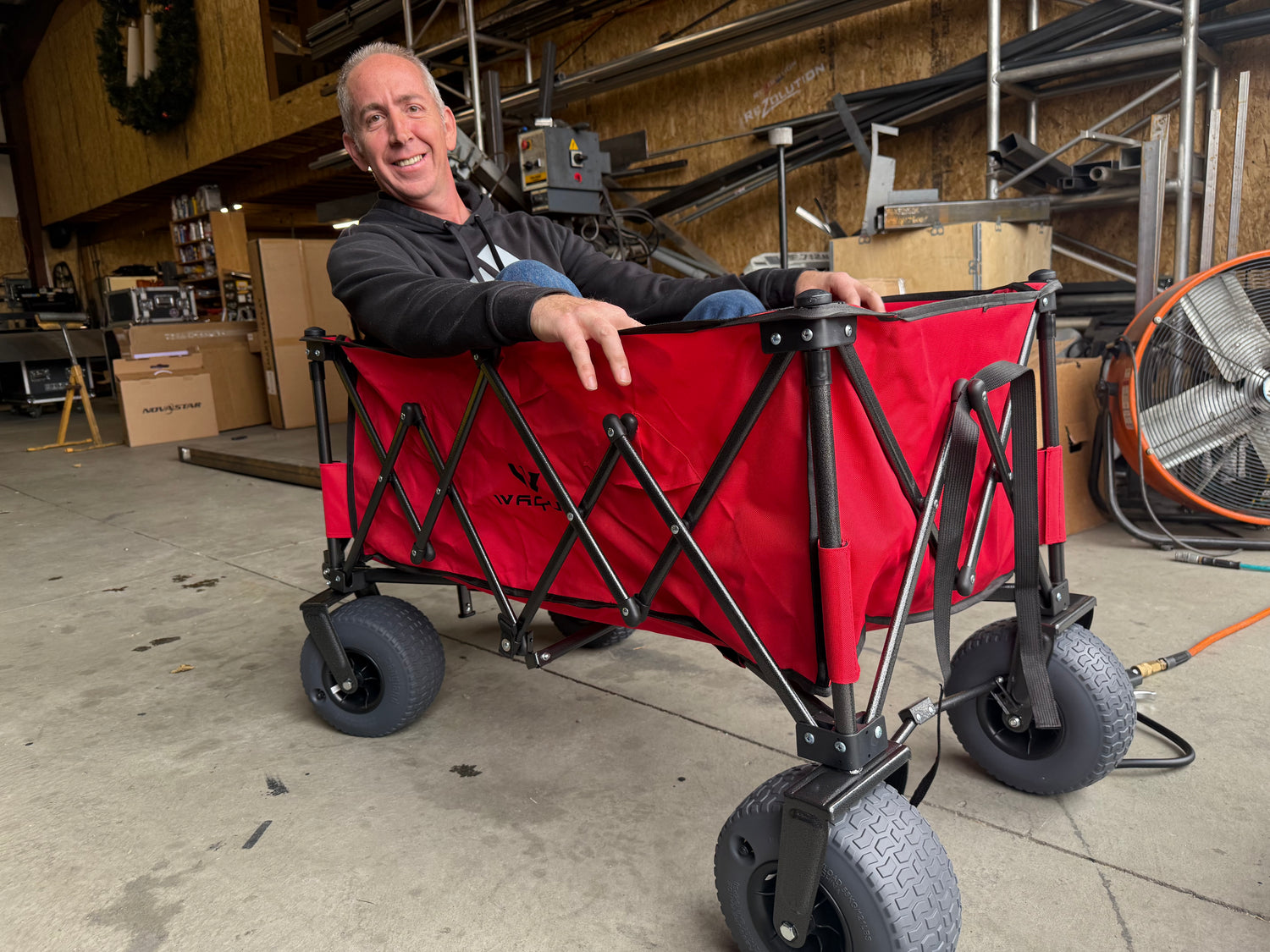 Red XL Foldable Wagon with Sand Tires