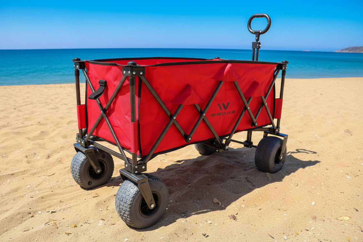 Red XL Foldable Wagon with Sand Tires