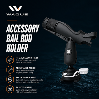 Rod Holder for Kayak Accessory Rail